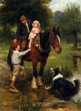 Mascotas y niños Painting - Una mano amiga Niños idílicos Arthur John Elsley pet kids